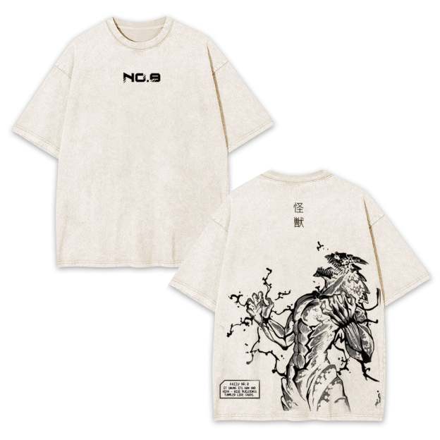 KAIJU NO.8  OVERSIZED WASHED ANIME TEE -[DS]-comicclothing