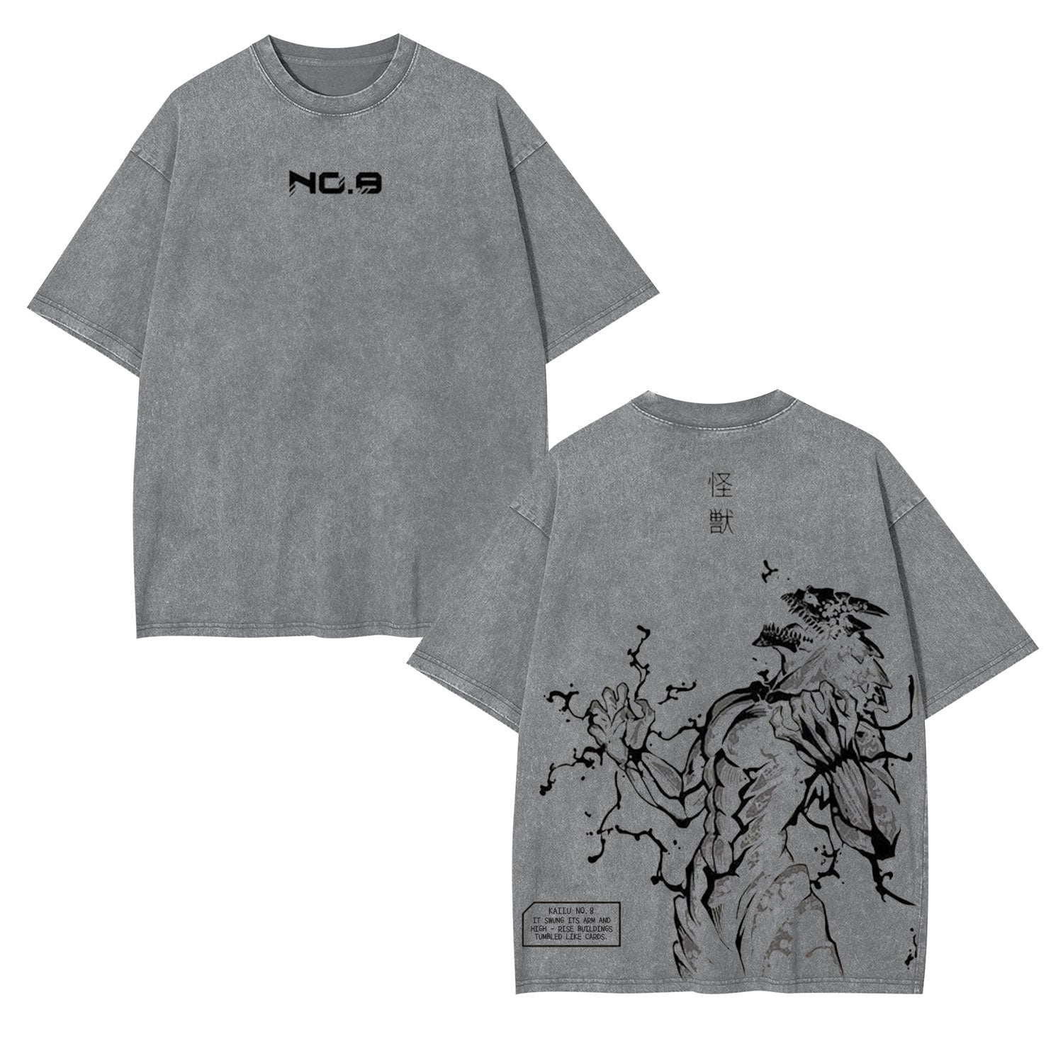 KAIJU NO.8  OVERSIZED WASHED ANIME TEE -[DS]-comicclothing