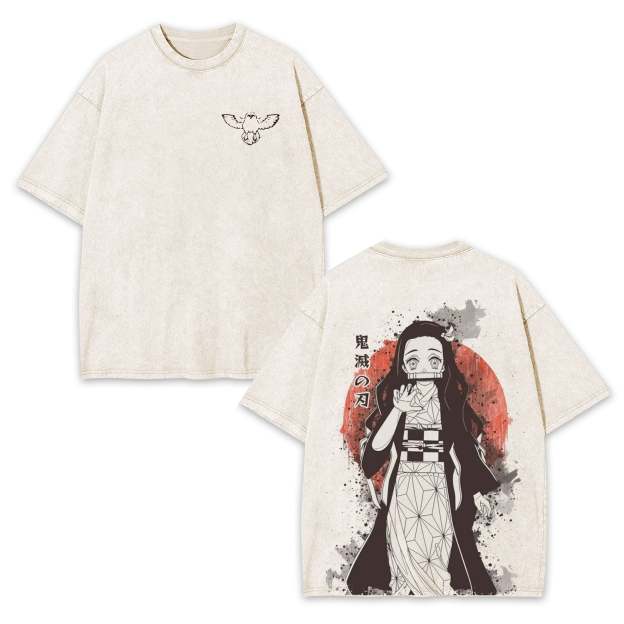 KAMADO NEZUKO DEMON SLAYER ANIME UNISEX WASHED T-SHIRT -[DS]-comicclothing