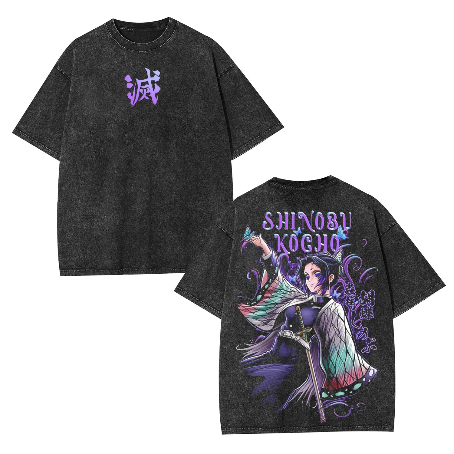 KOCHOU SHINOBU DEMON SLAYER UNISEX WASHED T-SHIRT-[DS]-comicclothing