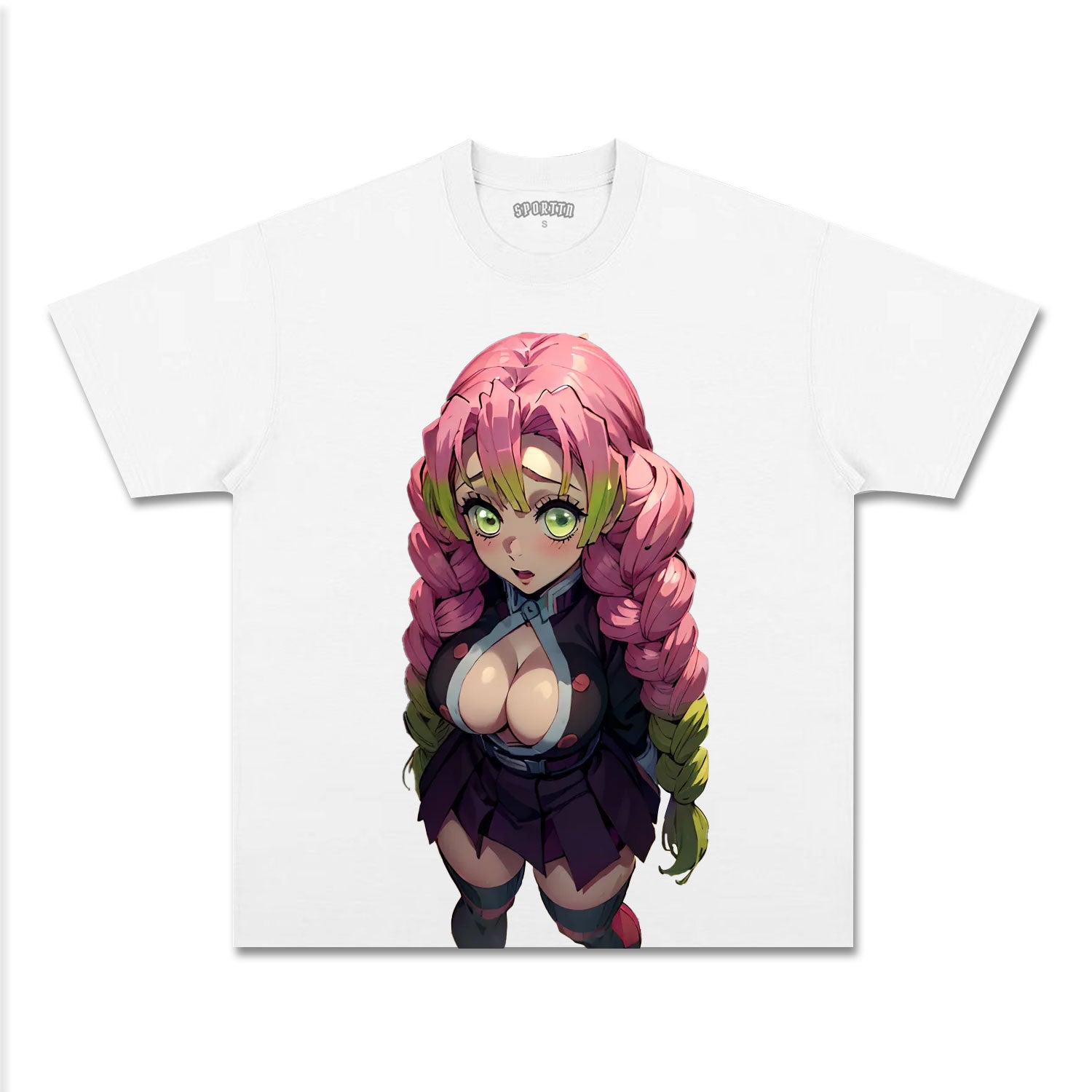 MITSURI KANROJI UNISEX ANIME INSPIRED VINTAGE TEE丨DEMON SLAYER-[FRONT]-comicclothing