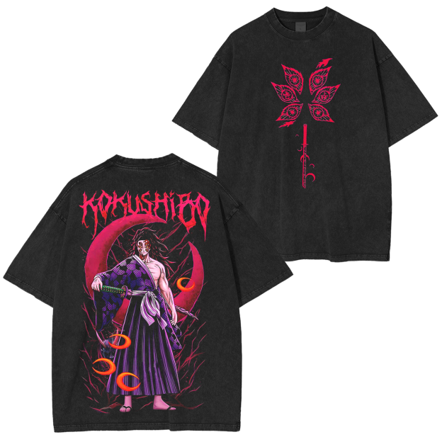 Kokushibo Demon Slayer Anime Unisex Washed T-Shirt-comicclothing