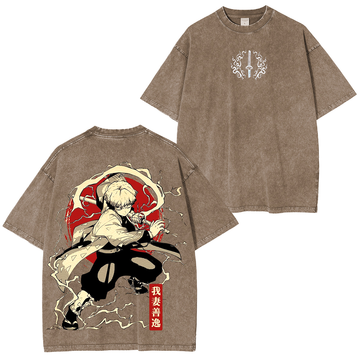 Zenitsu,Demon Slayer Anime Unisex Washed T-Shirt-comicclothing