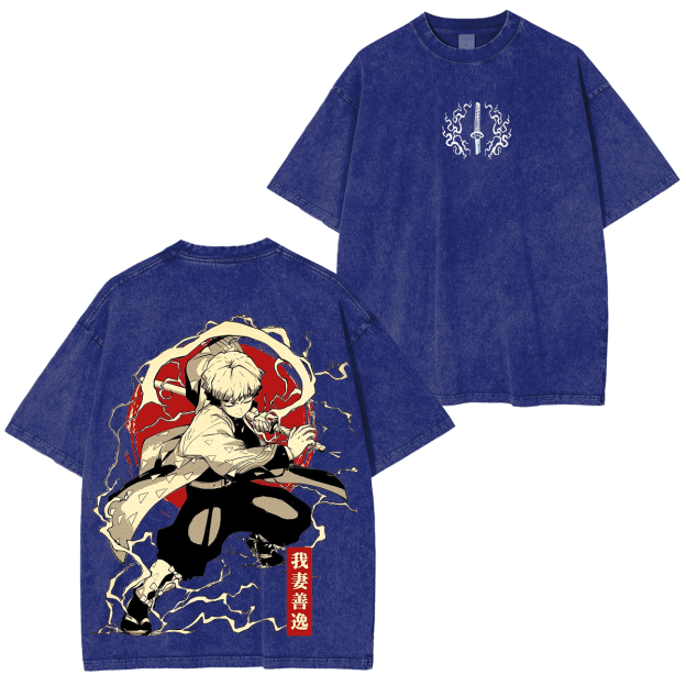 Zenitsu,Demon Slayer Anime Unisex Washed T-Shirt-comicclothing