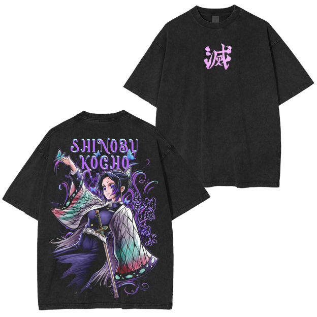 Kochou Shinobu ,Demon Slayer Anime Unisex Washed T-Shirt-comicclothing