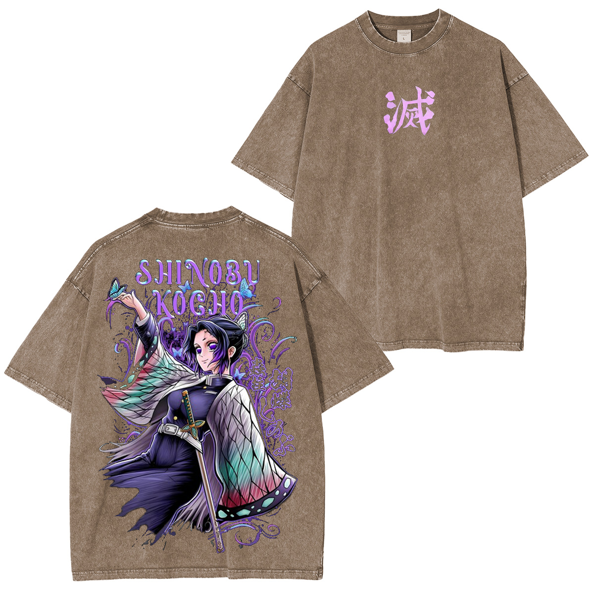 Kochou Shinobu ,Demon Slayer Anime Unisex Washed T-Shirt-comicclothing