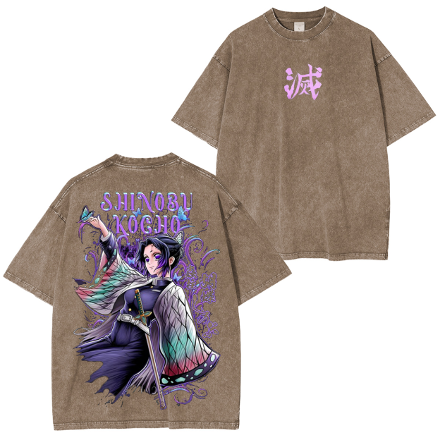 Kochou Shinobu ,Demon Slayer Anime Unisex Washed T-Shirt-comicclothing