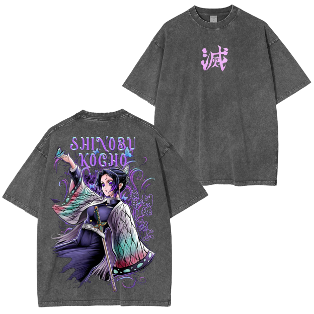 Kochou Shinobu ,Demon Slayer Anime Unisex Washed T-Shirt-comicclothing