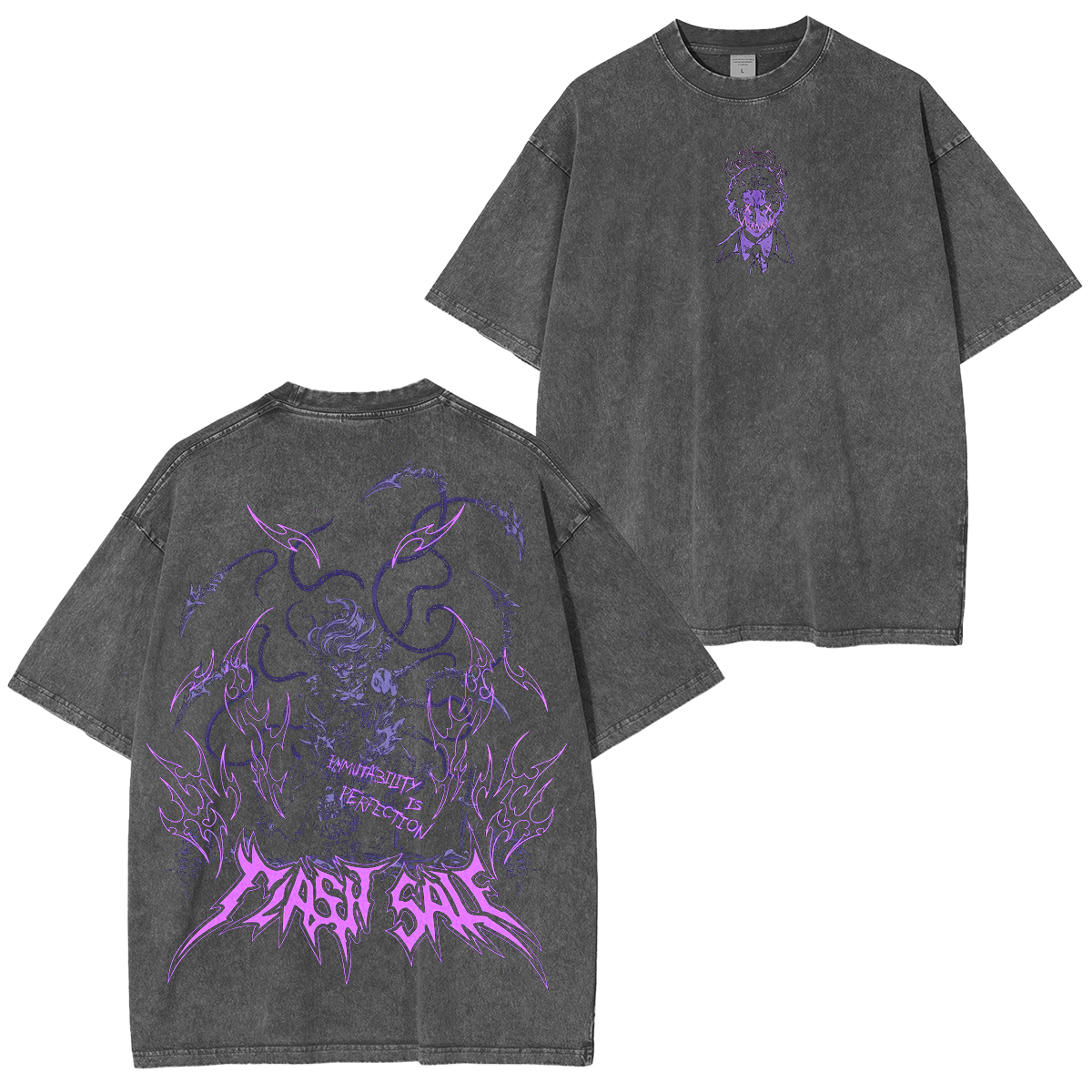 Muzan Kibutsuji Purple, Demon Slayer Anime Unisex Washed T-Shirt-comicclothing