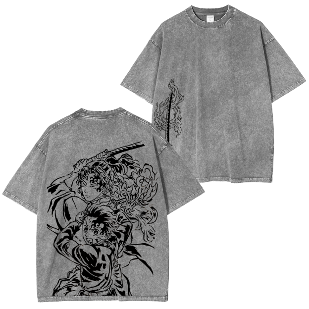 Tanjiro ,Demon Slayer Anime Unisex Washed T-Shirt-comicclothing