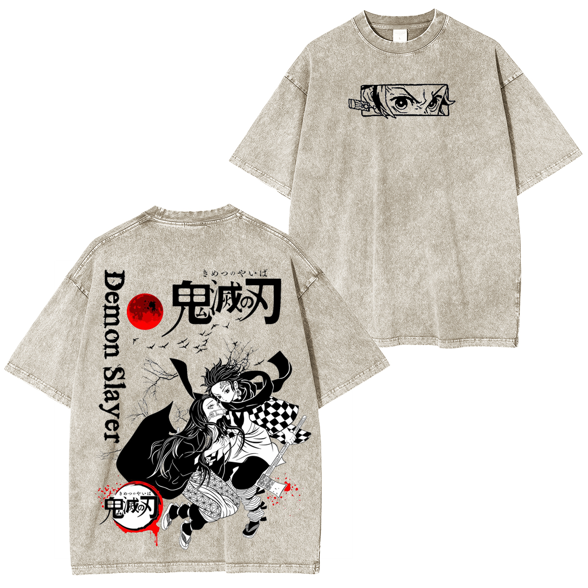 Tanjiro And Nezuko,Demon Slayer Anime Unisex Washed T-Shirt-comicclothing