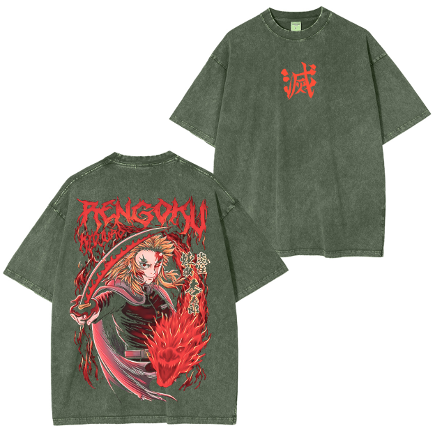 Demon Slayer Anime Unisex Washed T-Shirt-comicclothing