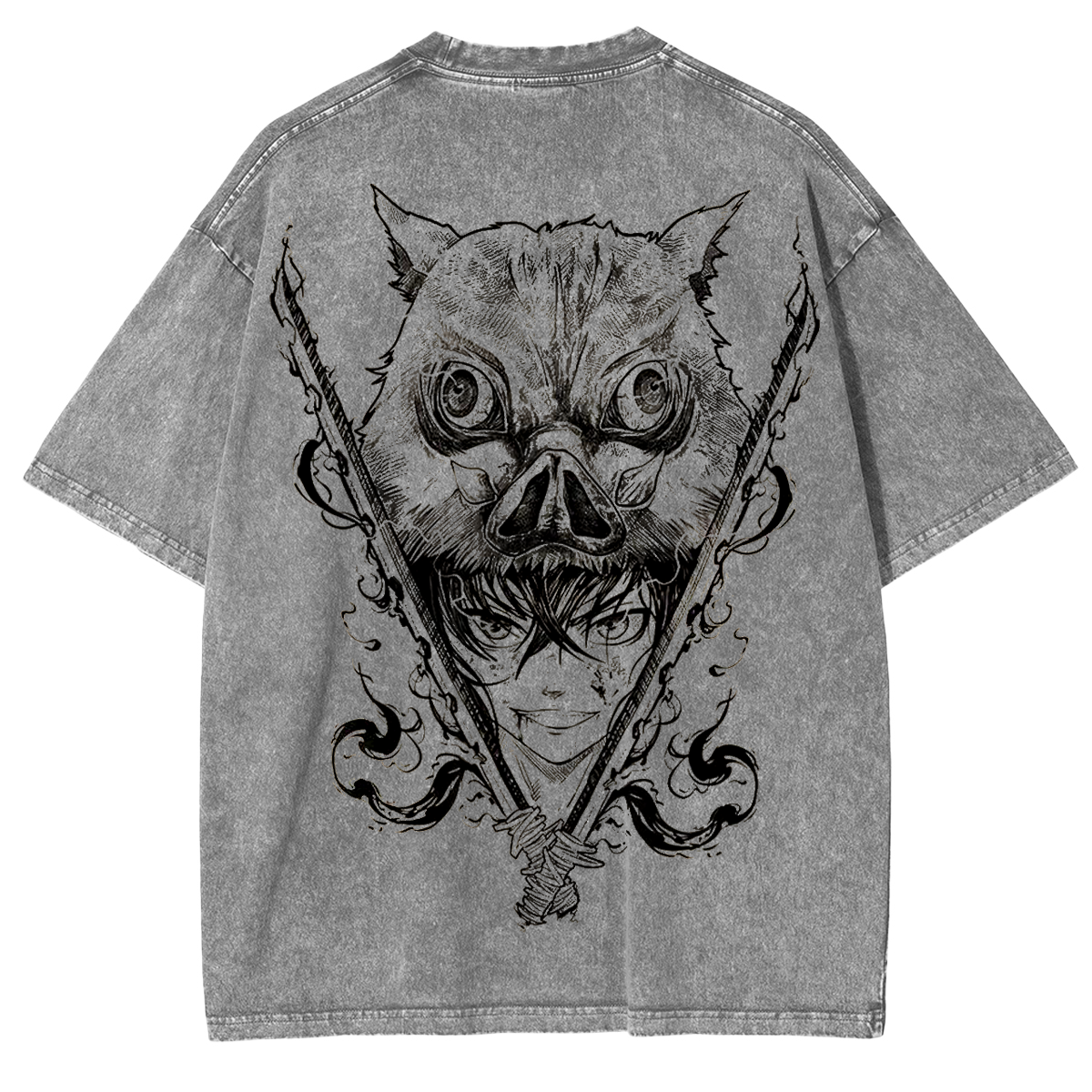 Inosuke Hashibira,Demon Slayer Anime Unisex Washed T-Shirt-comicclothing