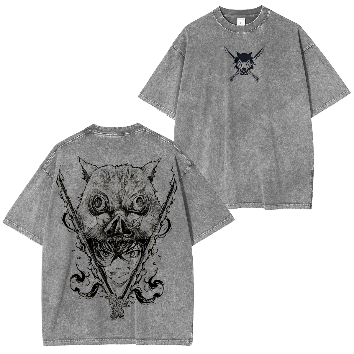Inosuke Hashibira,Demon Slayer Anime Unisex Washed T-Shirt-comicclothing