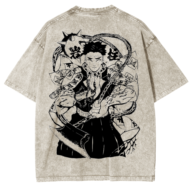 Himejima Gyoumei,Demon Slayer Anime Unisex Washed T-Shirt-comicclothing