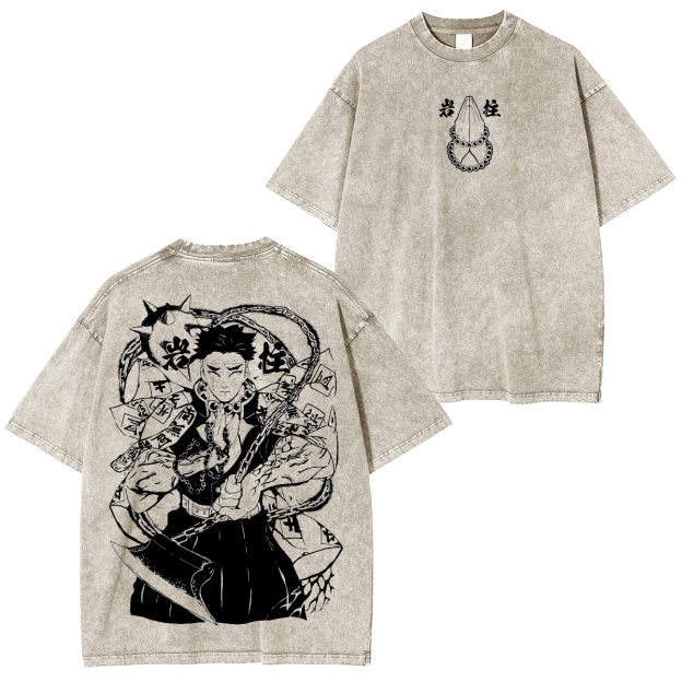 Himejima Gyoumei,Demon Slayer Anime Unisex Washed T-Shirt-comicclothing