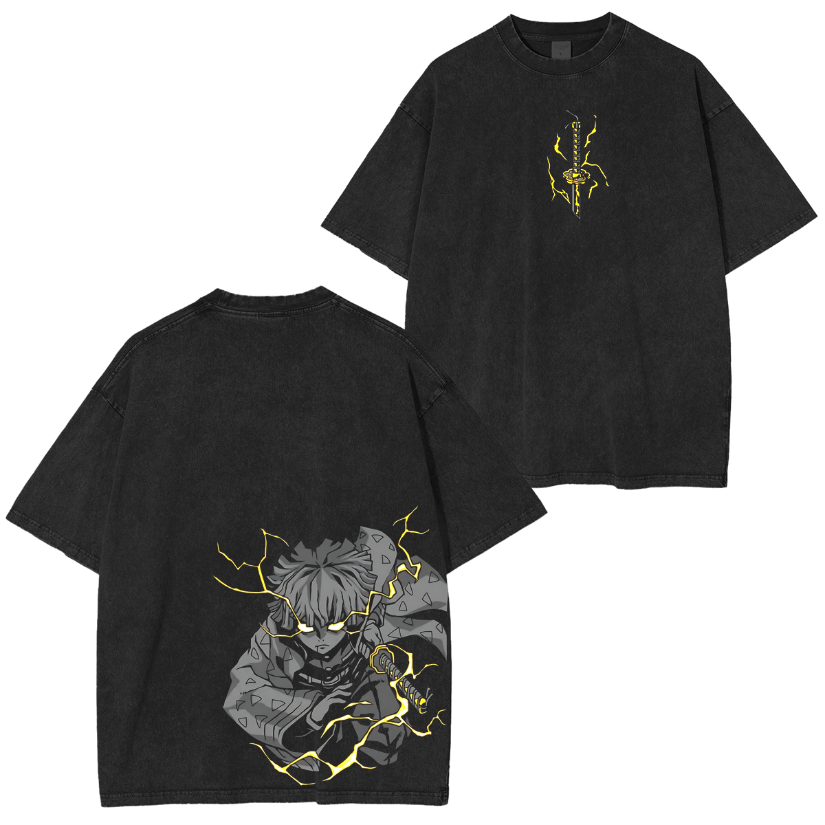 Zenitsu Agatsuma, Demon Slayer Anime Unisex Washed T-Shirt-comicclothing