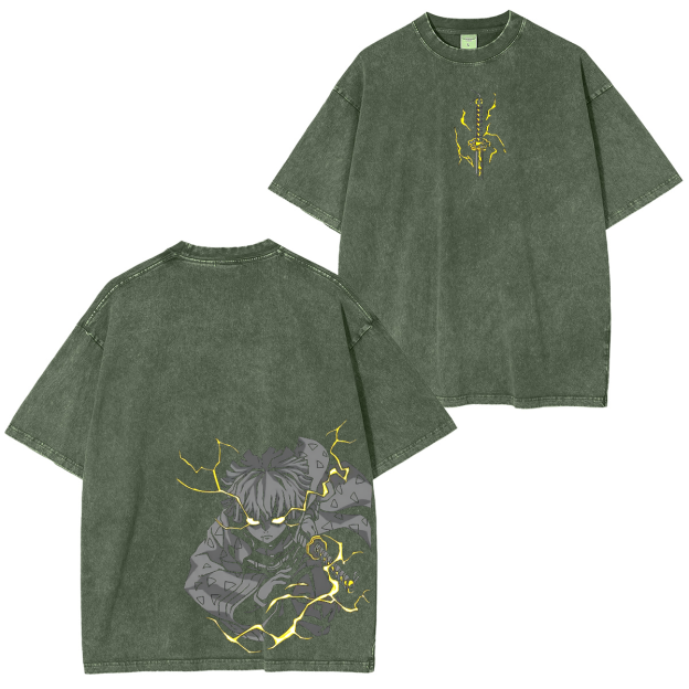 Zenitsu Agatsuma, Demon Slayer Anime Unisex Washed T-Shirt-comicclothing