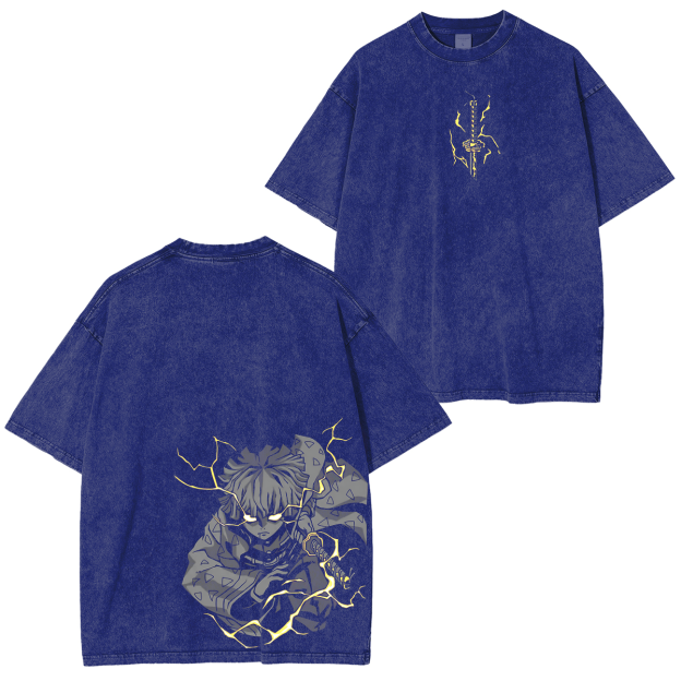 Zenitsu Agatsuma, Demon Slayer Anime Unisex Washed T-Shirt-comicclothing