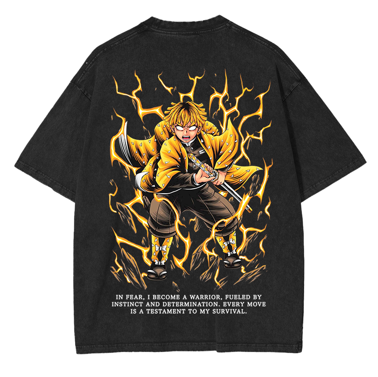 Zenitsu ,Demon Slayer Anime Unisex Washed T-Shirt-comicclothing