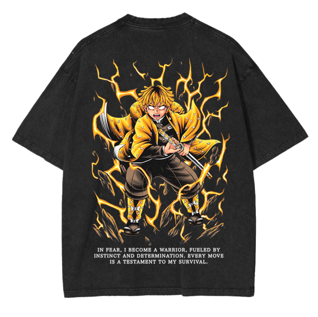 Zenitsu ,Demon Slayer Anime Unisex Washed T-Shirt-comicclothing