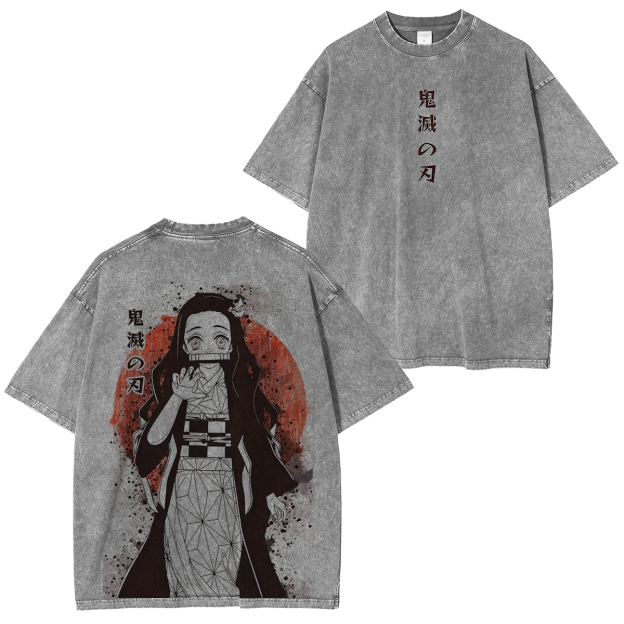 Demon Slayer Nezuko  Anime Unisex Washed T-Shirt-comicclothing