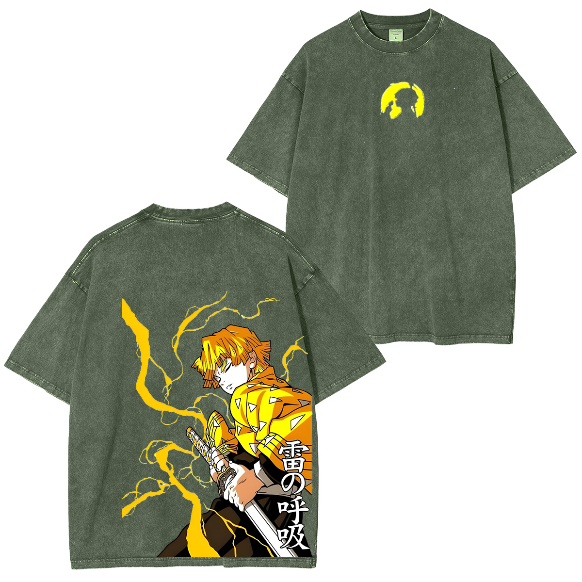 Zenitsu Agatsuma, Demon Slayer Anime Unisex Washed T-Shirt-comicclothing
