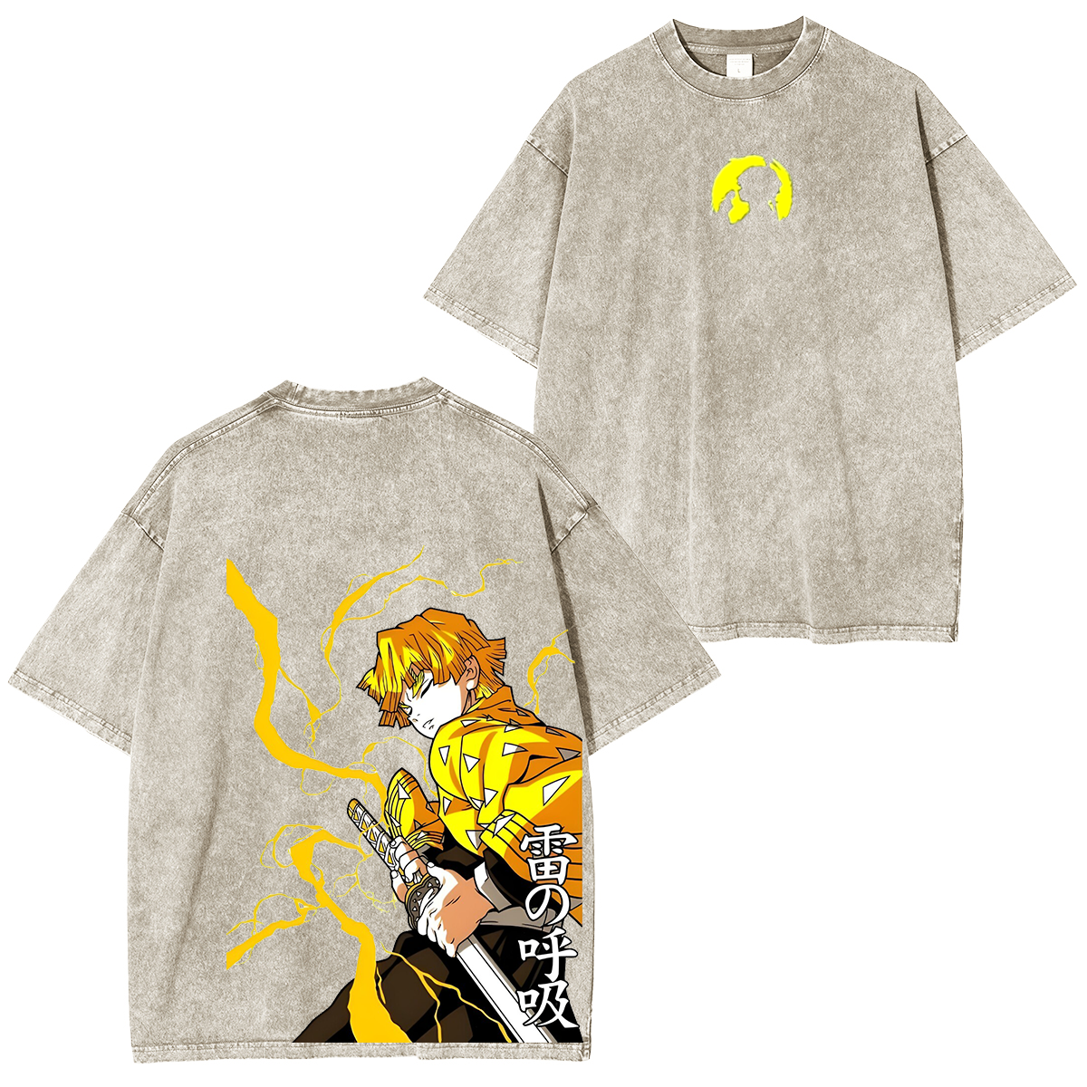 Zenitsu Agatsuma, Demon Slayer Anime Unisex Washed T-Shirt-comicclothing