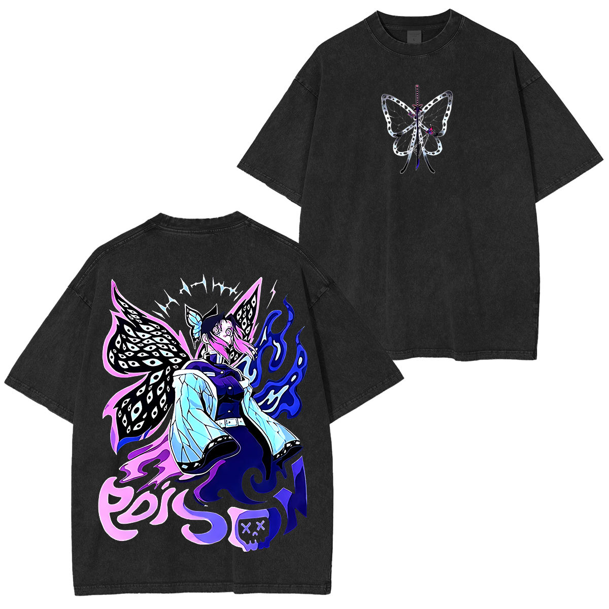 Shinobu, Demon Slayer Anime Unisex Washed T-Shirt-comicclothing