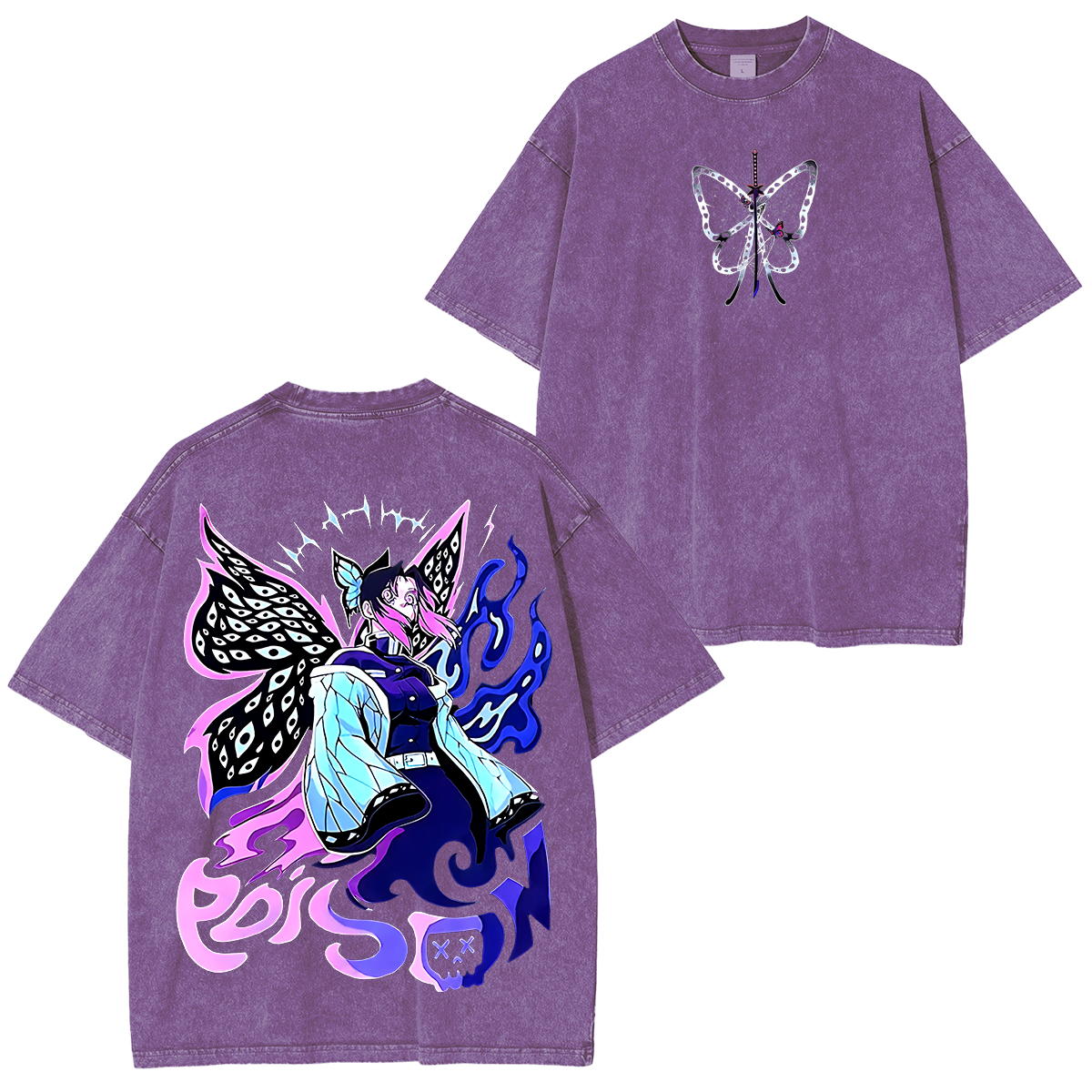 Shinobu, Demon Slayer Anime Unisex Washed T-Shirt-comicclothing