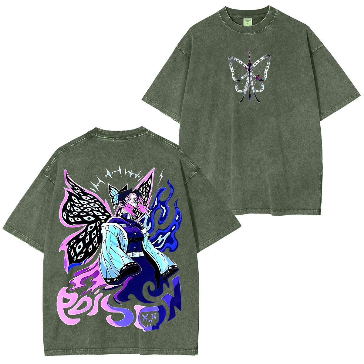 Shinobu, Demon Slayer Anime Unisex Washed T-Shirt-comicclothing