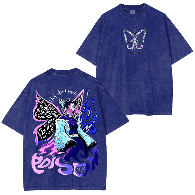 Shinobu, Demon Slayer Anime Unisex Washed T-Shirt-comicclothing