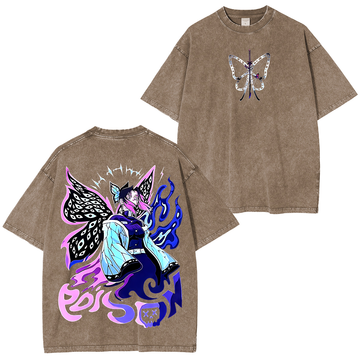 Shinobu, Demon Slayer Anime Unisex Washed T-Shirt-comicclothing