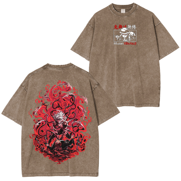 Muzan Kibutsuji - Demon Slayer Anime Unisex Washed T-Shirt-comicclothing