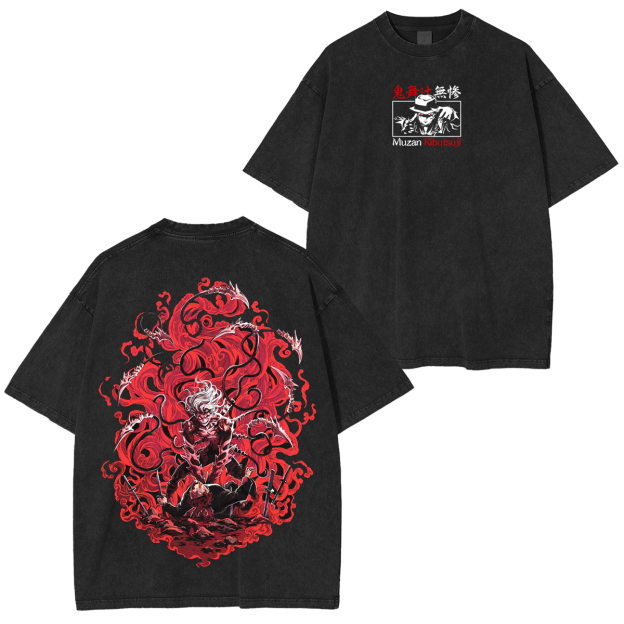 Muzan Kibutsuji - Demon Slayer Anime Unisex Washed T-Shirt-comicclothing