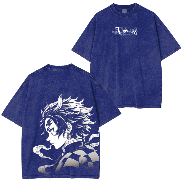 Tanjiro Kamado,Demon Slayer Anime Unisex Washed T-Shirt-comicclothing