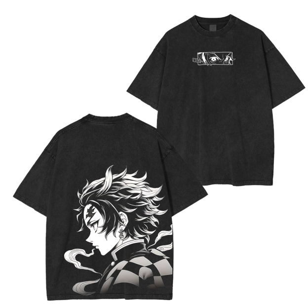 Tanjiro Kamado,Demon Slayer Anime Unisex Washed T-Shirt-comicclothing