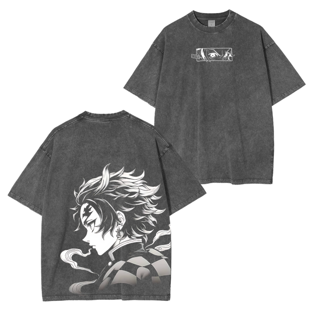 Tanjiro Kamado,Demon Slayer Anime Unisex Washed T-Shirt-comicclothing