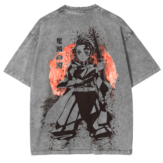 Tanjiro Kamado,Demon Slayer  Anime Unisex Washed T-Shirt-comicclothing