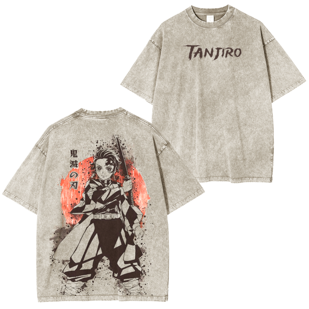 Tanjiro Kamado,Demon Slayer  Anime Unisex Washed T-Shirt-comicclothing