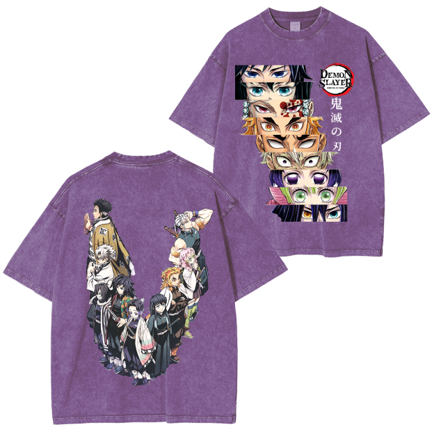 Demon Slayer Hashira  Vintage Anime Unisex Washed T-Shirt-comicclothing