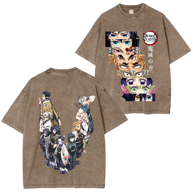Demon Slayer Hashira  Vintage Anime Unisex Washed T-Shirt-comicclothing
