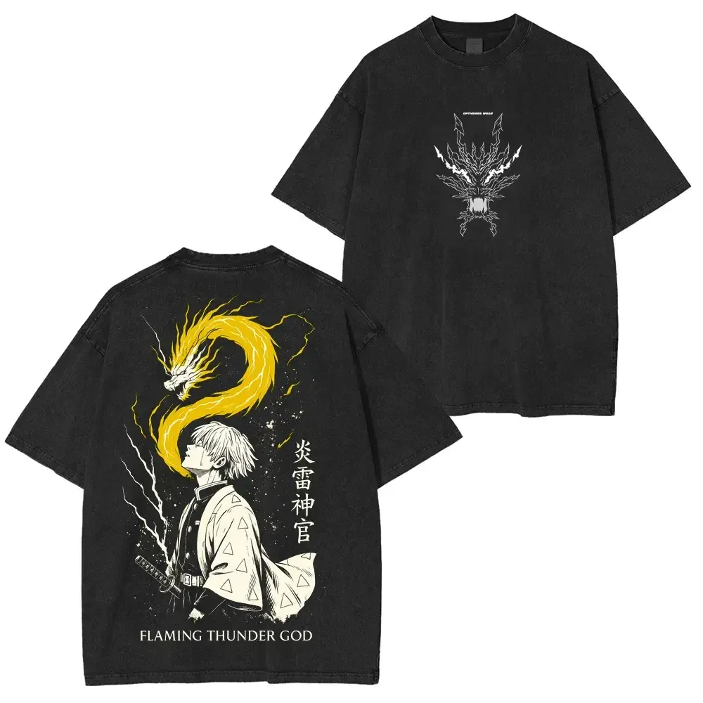 Zenitsu Agatsuma-Demon Slayer Unisex Washed T-Shirt-comicclothing