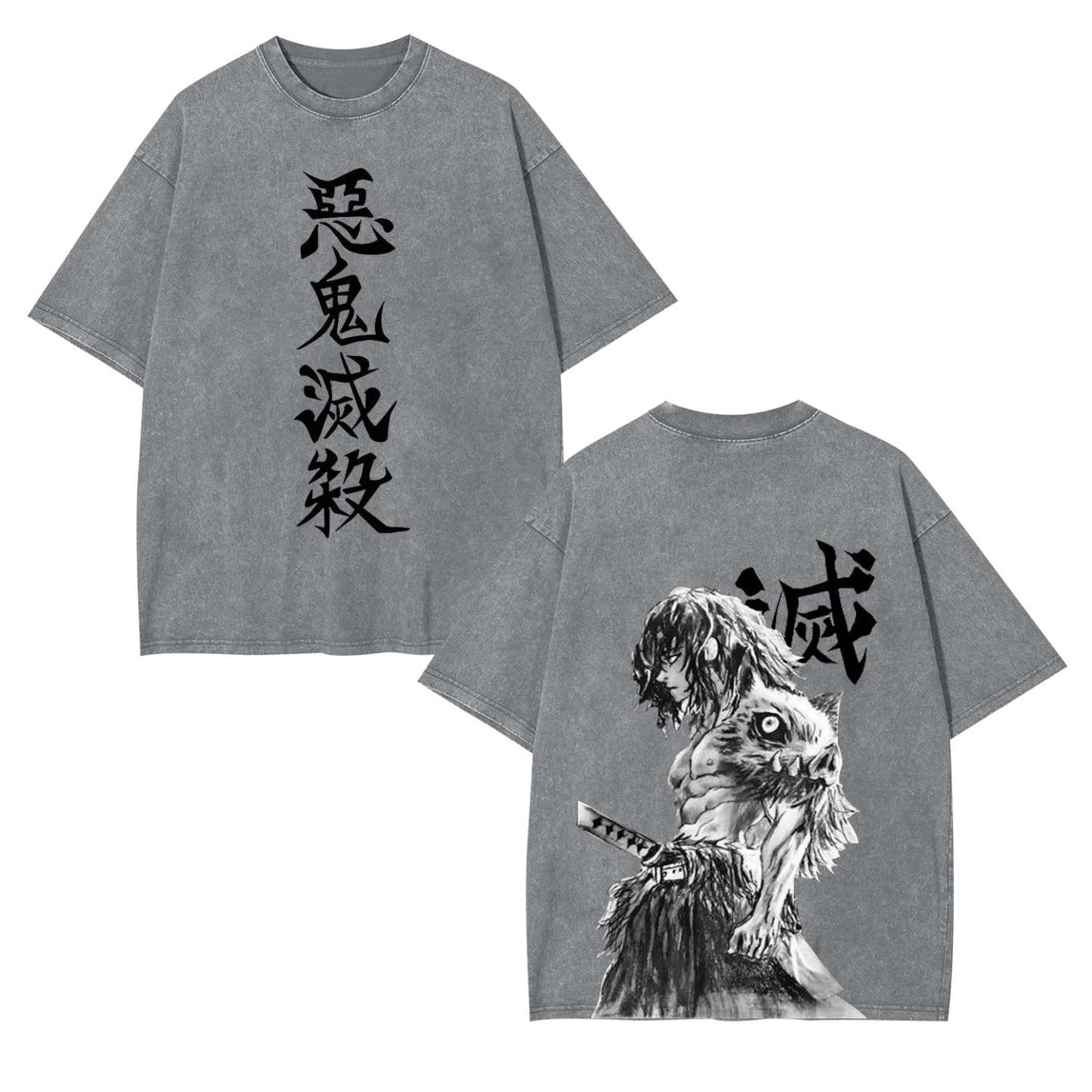 UNISEX ANIME INSPIRED VINTAGE OVERSIZED TEE丨DEMON SLAYER-[DS]-comicclothing