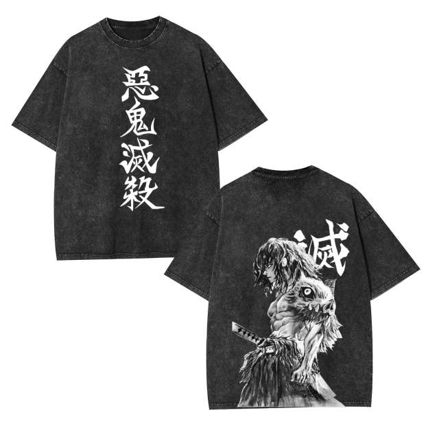 UNISEX ANIME INSPIRED VINTAGE OVERSIZED TEE丨DEMON SLAYER-[DS]-comicclothing