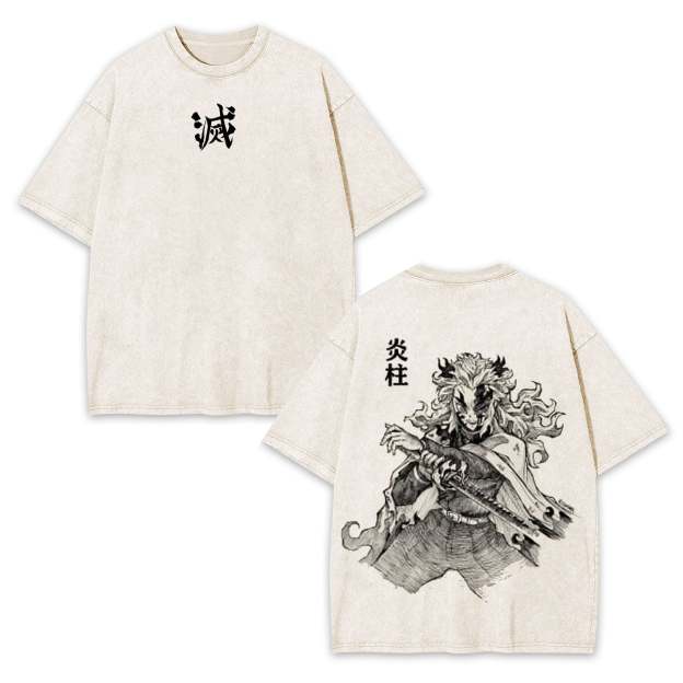 UNISEX ANIME INSPIRED VINTAGE OVERSIZED TEE丨DEMON SLAYER-[DS]-comicclothing