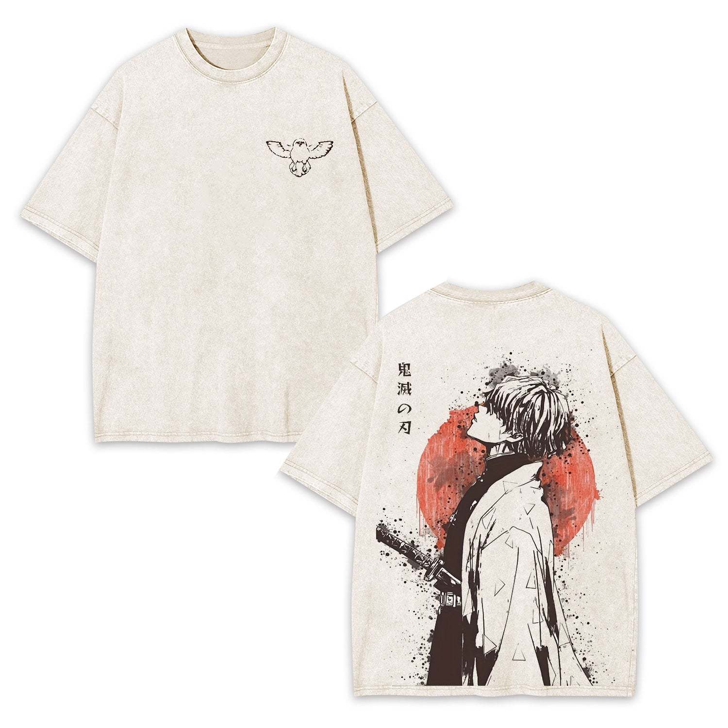ZENITSU DEMON SLAYER ANIME UNISEX WASHED T-SHIRT -[DS]-comicclothing