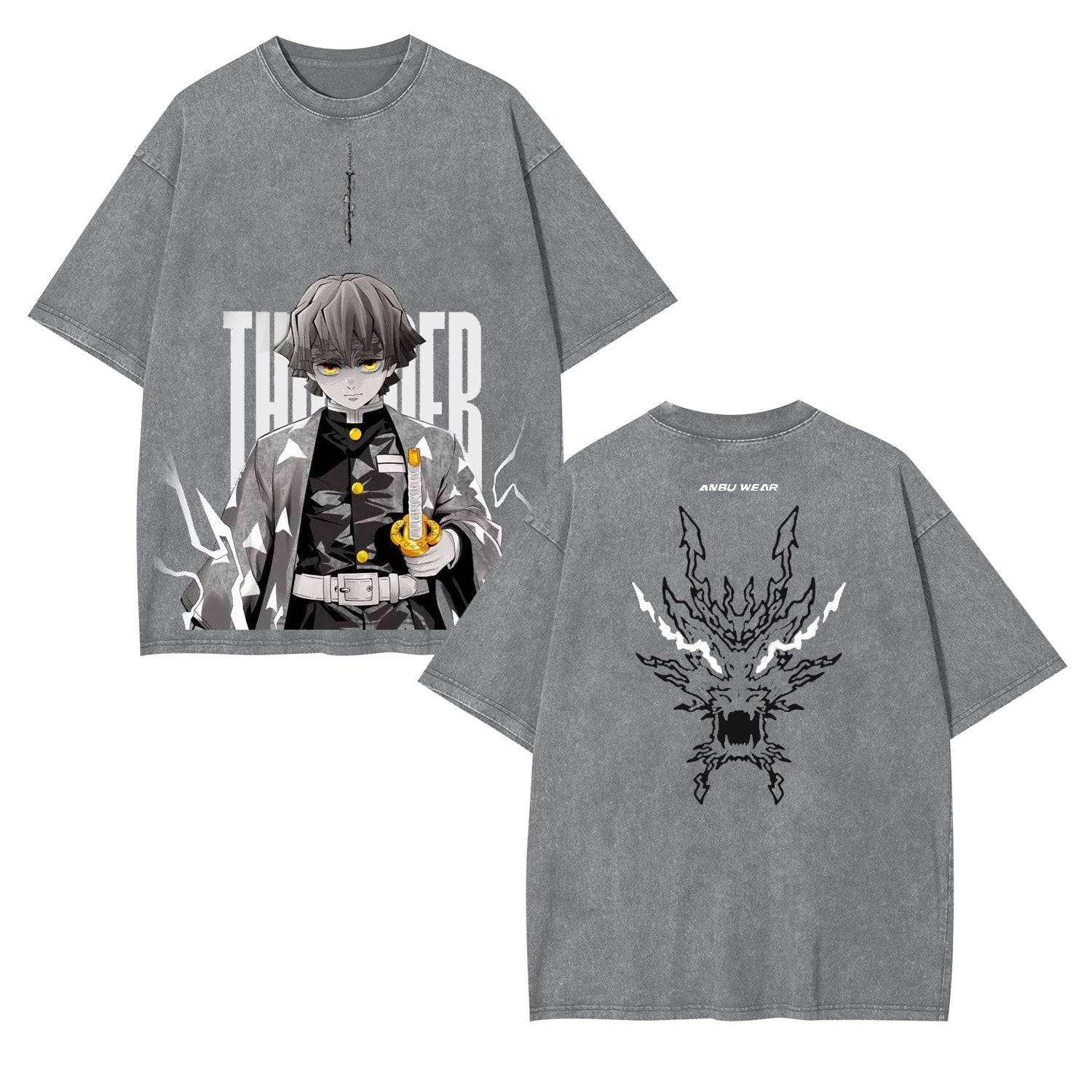ZENITSU DEMON SLAYER UNISEX WASHED T-SHIRT-[DS]-comicclothing