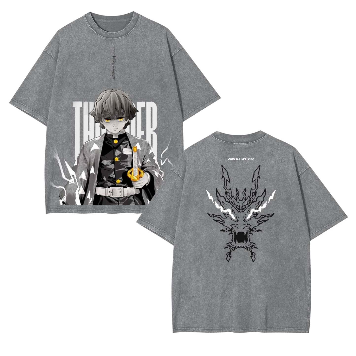 ZENITSU DEMON SLAYER UNISEX WASHED T-SHIRT-[DS]-comicclothing
