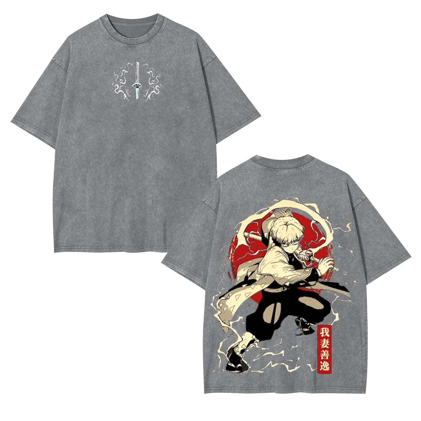 ZENITSU DEMON SLAYER UNISEX WASHED T-SHIRT-[DS]-comicclothing